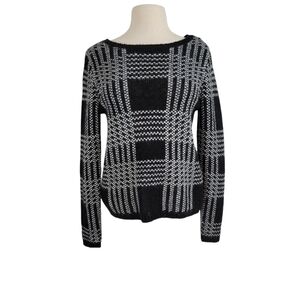 Gap Black & White Plaid Chunky Oversized Sweater